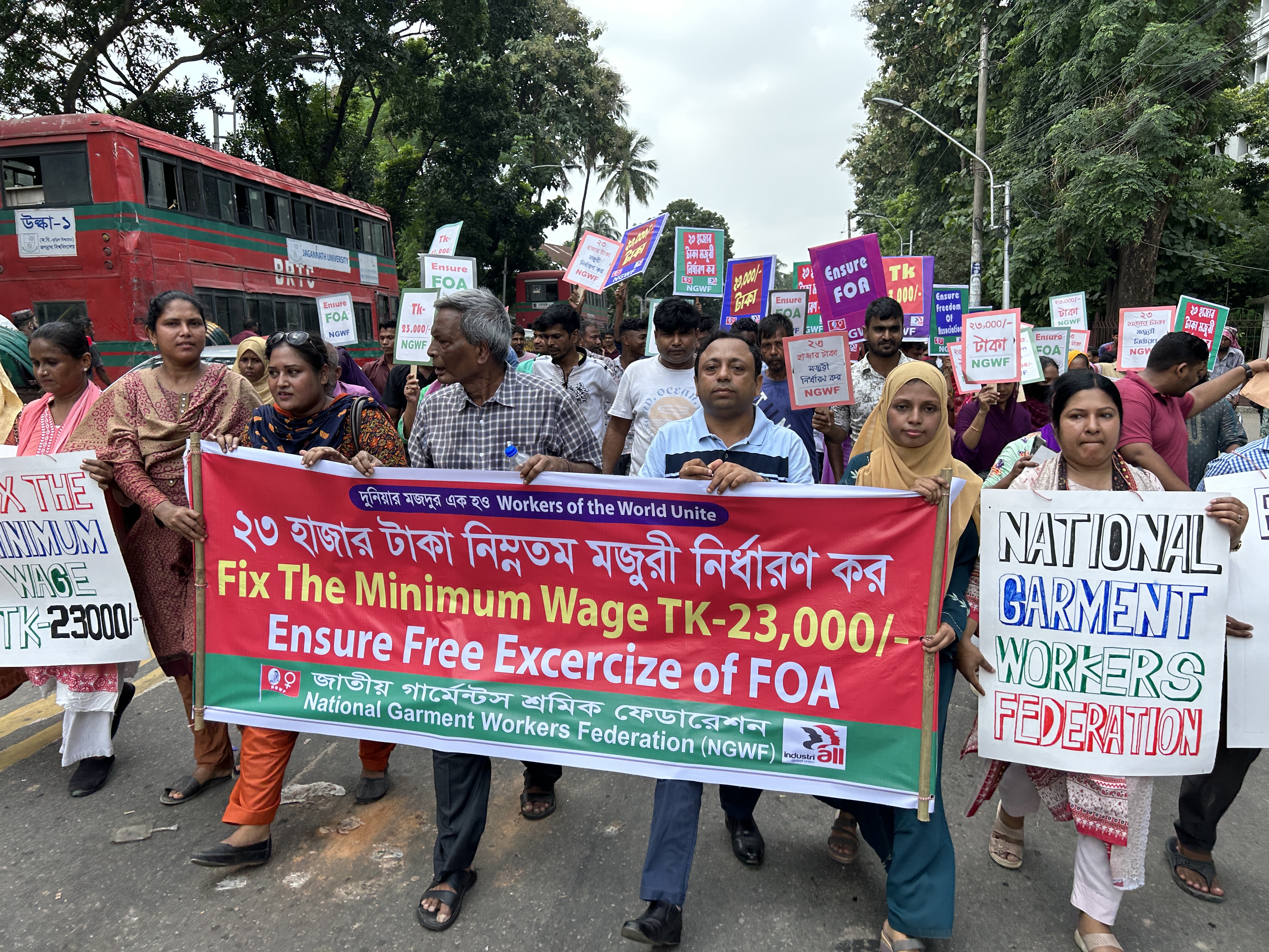 Workers during the October protests.